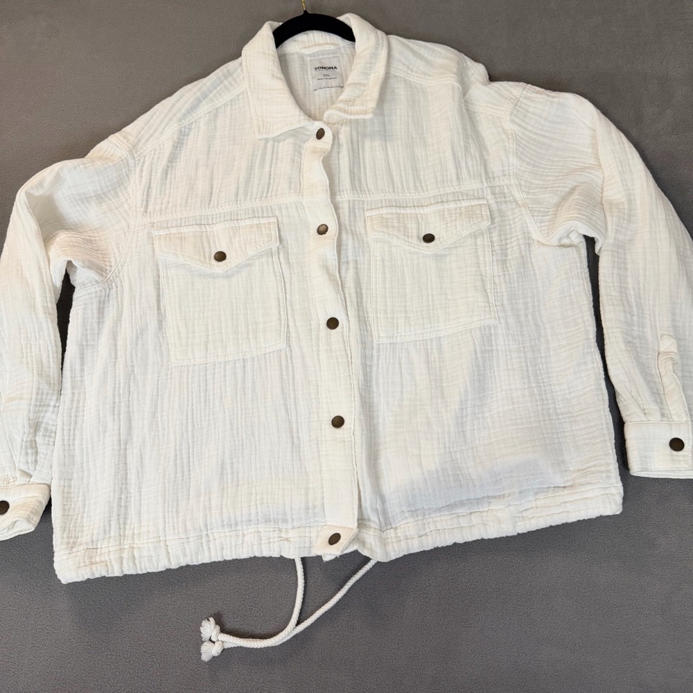 Sonoma White Lightweight Button-Front Jacket